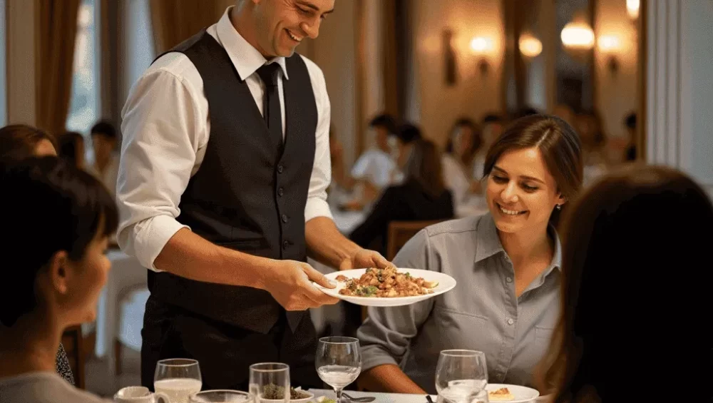 Tourist tipping a waiter in a traditional Egyptian restaurant – Tipping in Egypt