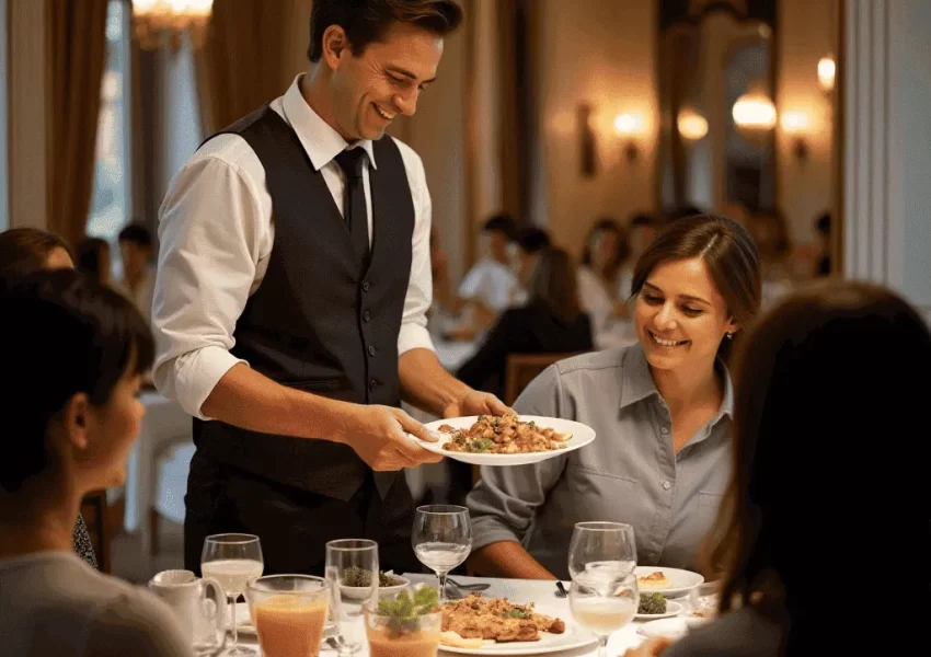 Tourist tipping a waiter in a traditional Egyptian restaurant – Tipping in Egypt