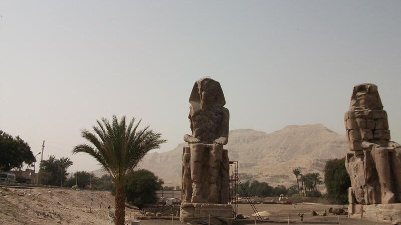 Colossi of Memnon statues in Luxor during an 8 day trip to Egypt.