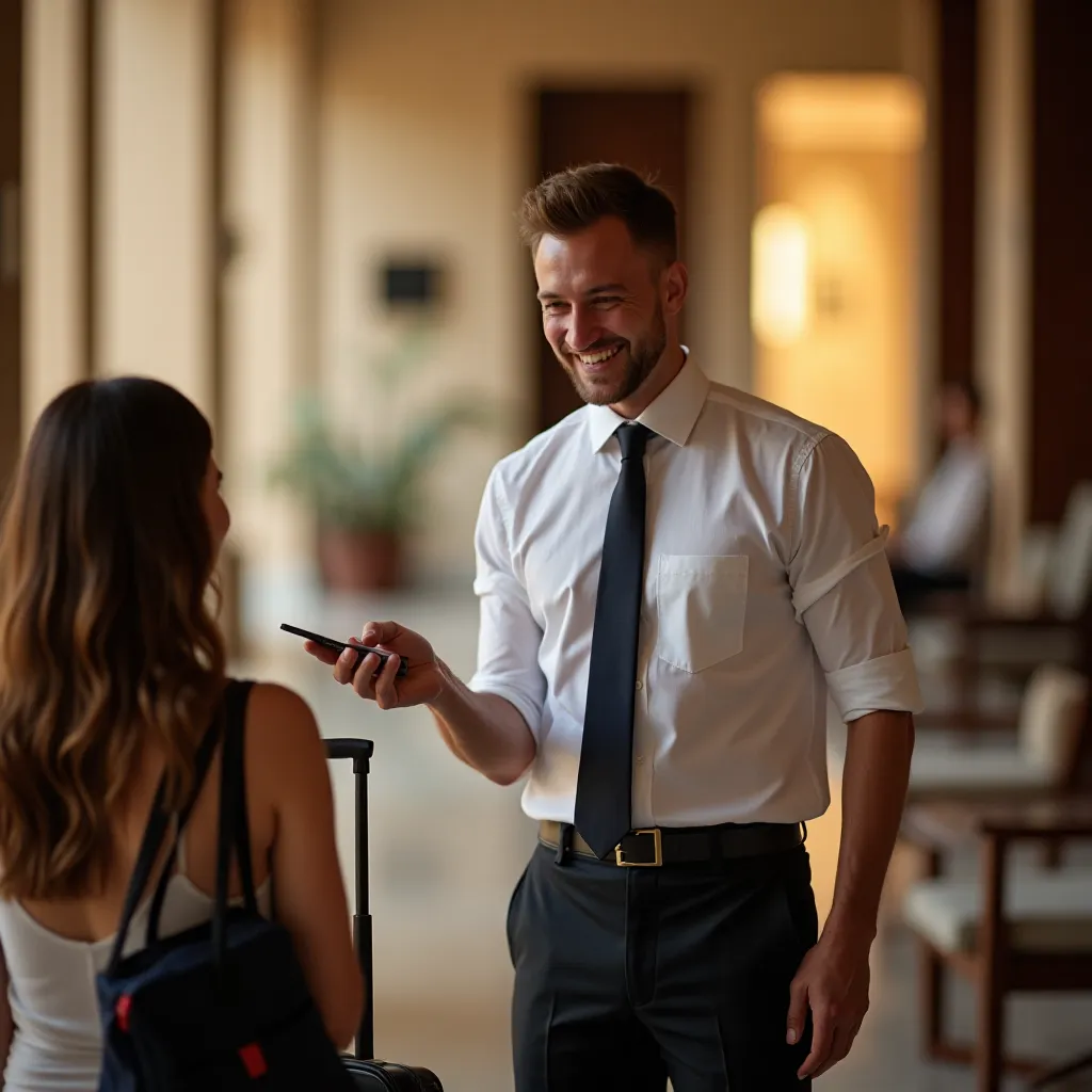 Tourist tipping bellman at hotel in Egypt – How to tip in Egypt