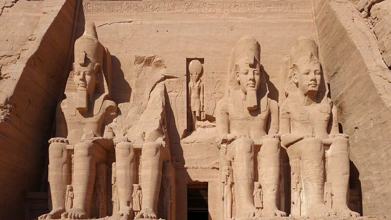 Close-up of Abu Simbel Temple façade from outside
