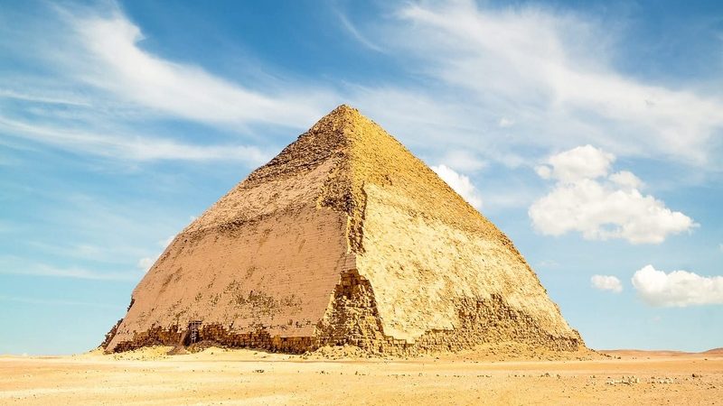 The Dahshur Pyramid in Egypt, captured during a tour to Dahshur under a clear desert sky.