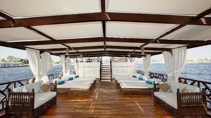 Farouz El Nil I Dahabiya sun deck with Nile views – Relaxing cruise experience