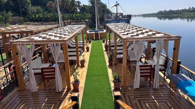 Merit 1 Dahabiya sundeck with lounge chairs
