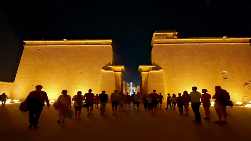 Sound & Light Show at Philae Temple in Aswan – evening view