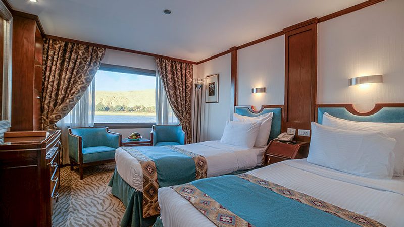 Standard cabin with twin beds on Sonesta Nile Goddess Nile Cruise