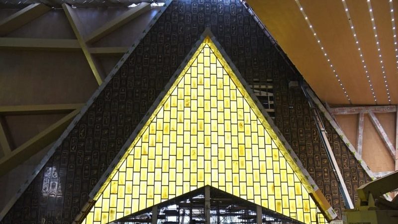 Interior view of the Grand Egyptian Museum near the Giza pyramids, part of a tour to Giza pyramids in Egypt