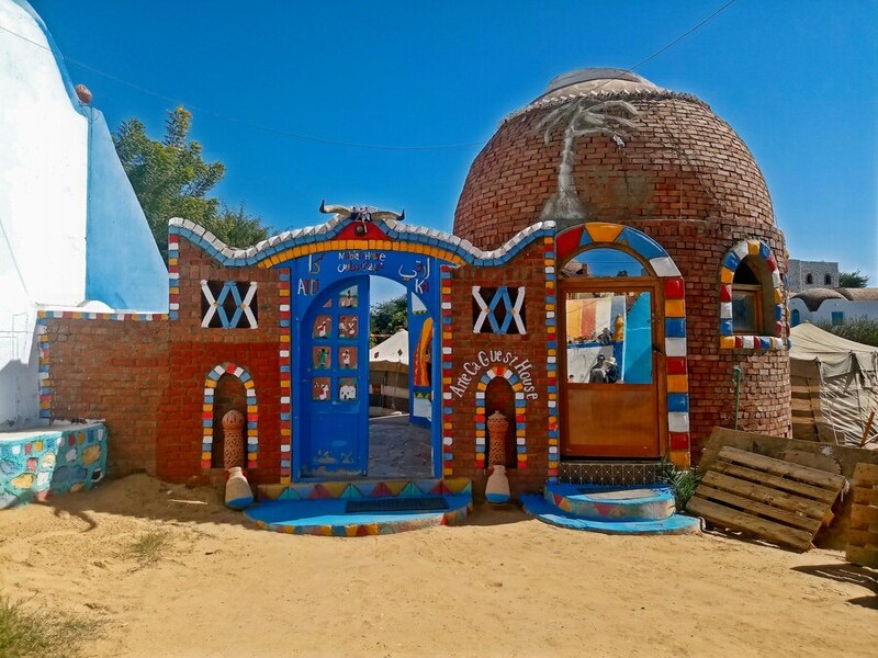 Traditional Nubian house with colorful painted walls in Aswan