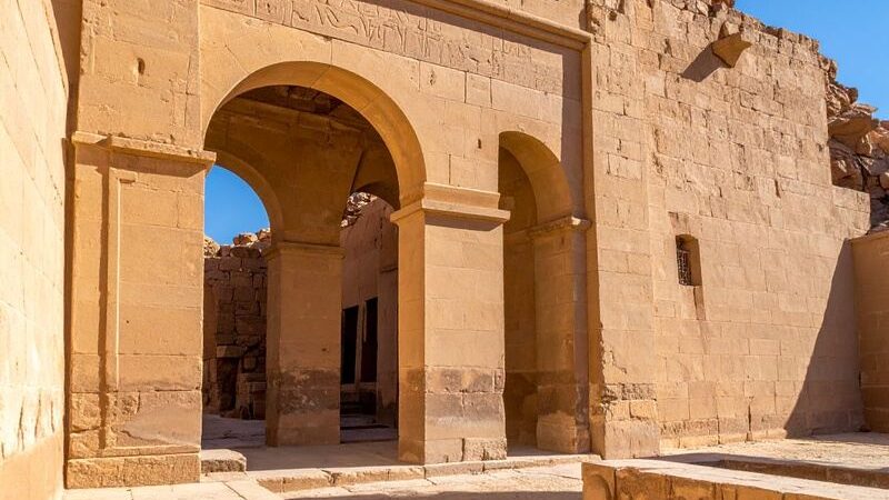 Ancient ruins of St. Simon Monastery in Aswan desert